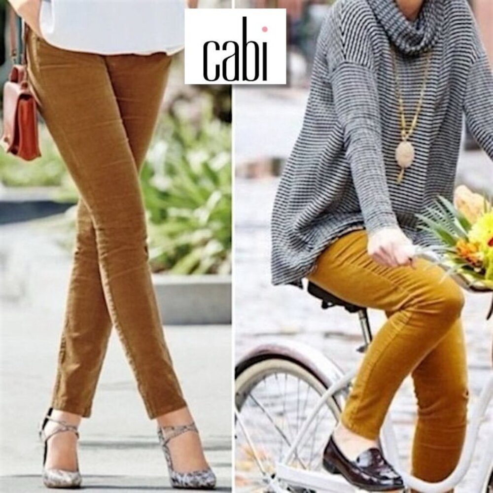 CAbi Jeans Caramel Golden Brown Skinny Corduroy Pants Ochre Tan | Size 16